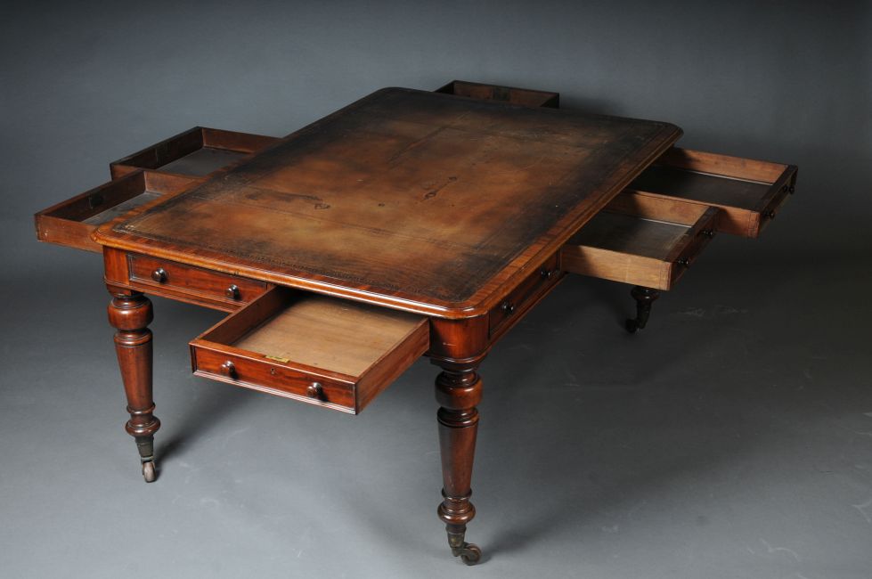 Large Victorian partner desk, England 19th century. Century, L-152