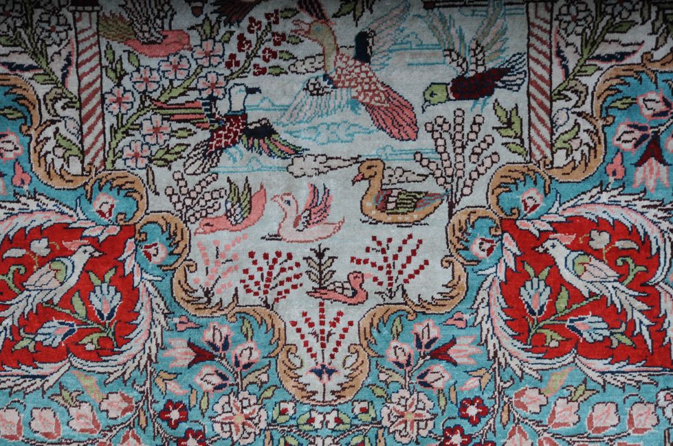 Tapis de prière Paradis, soie, fin du XXe siècle siècle Y-129